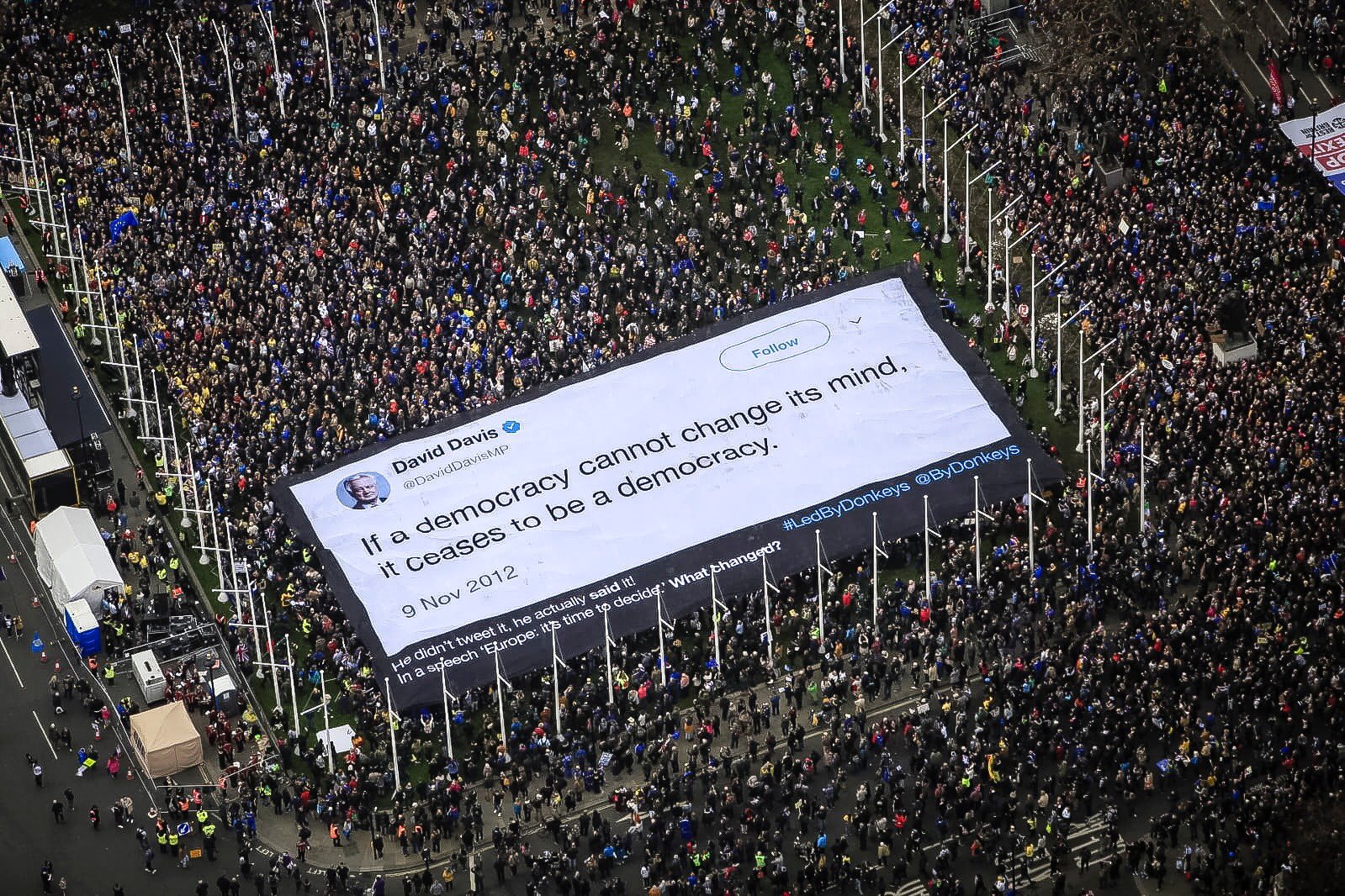 An image of one of Led By Donkeys' billboards at the London People's Vote demonstration, 23 March 2019.