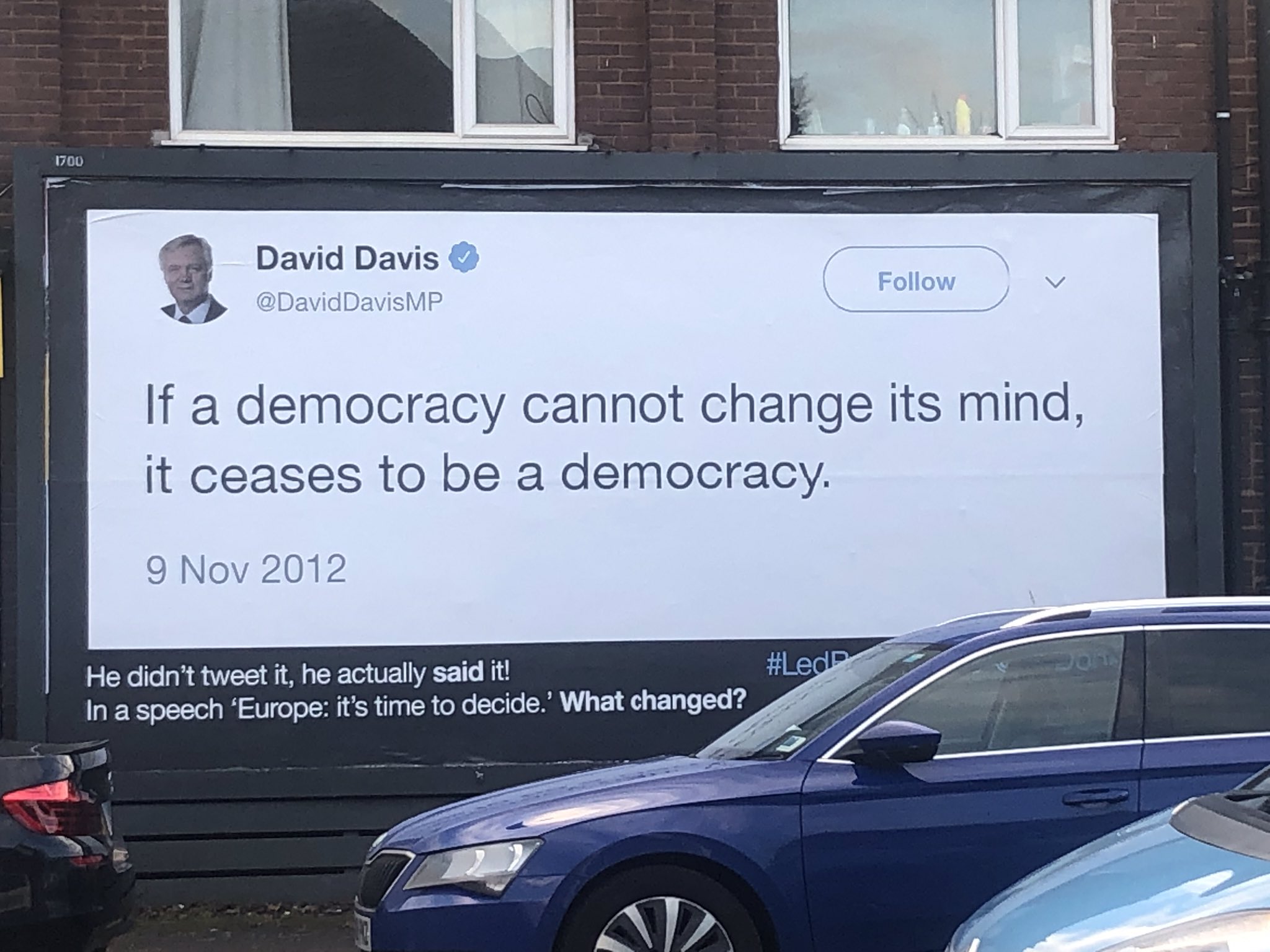 Image of a quote by David Davis posted to a billboard
