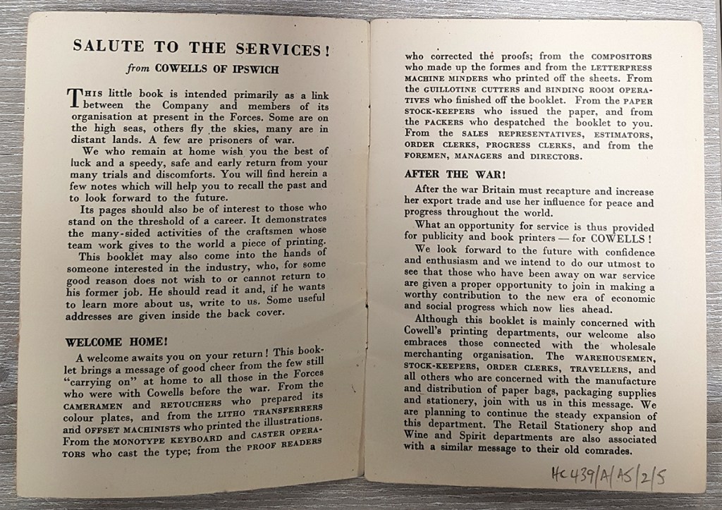 A photograph of a double page spread of text from an A5 booklet