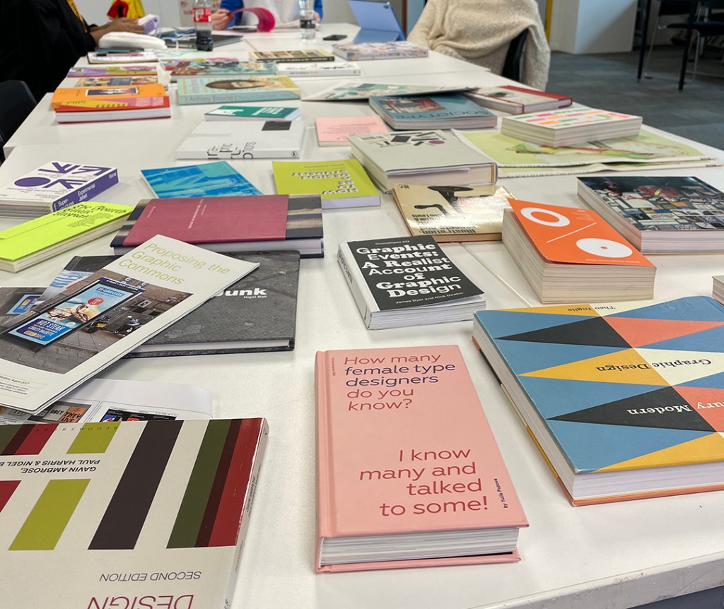Books on a white table
