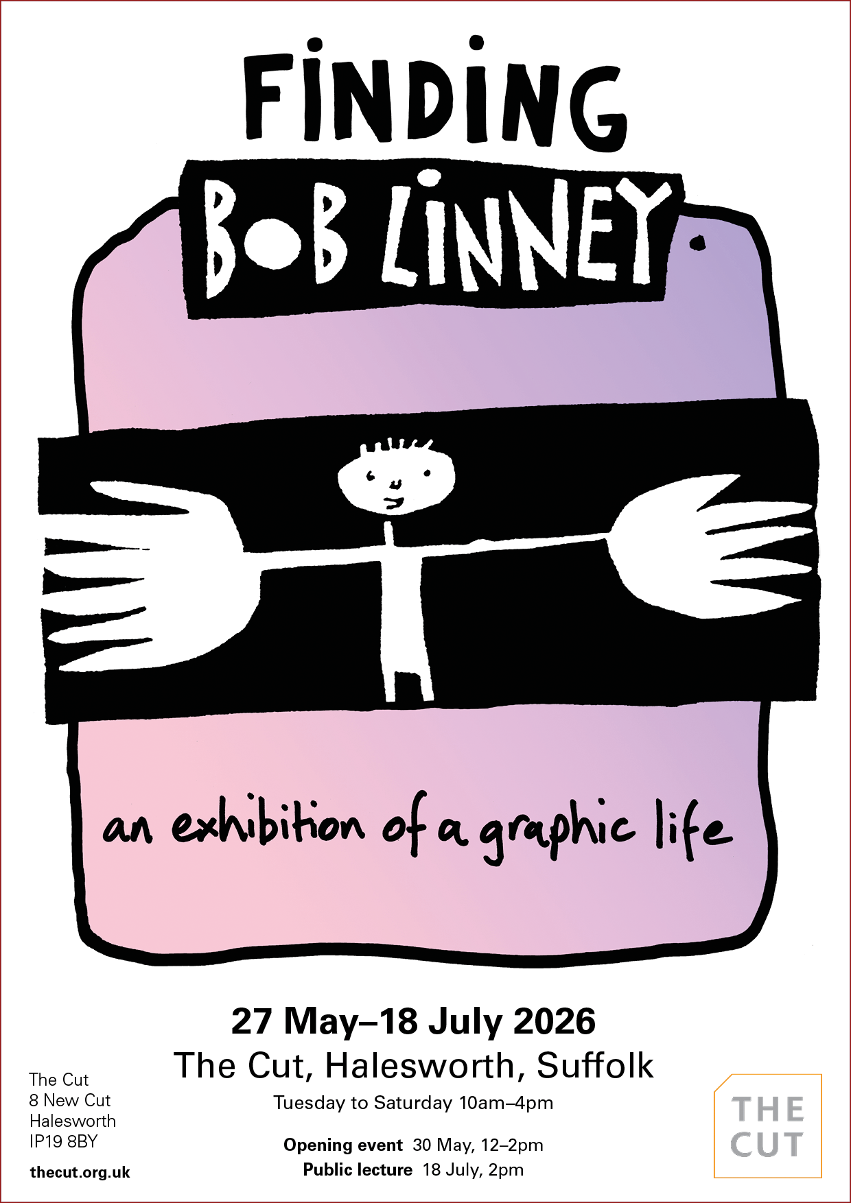 A drawing on a man with outstretched arms and oversized hands, and the text: Finding Bob Linney at the top. All other text is within this blog post.